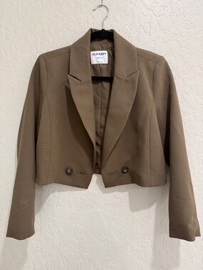 EUC Old Navy Cropped Blazer Jacket - Olive/Brown (Petite XS)